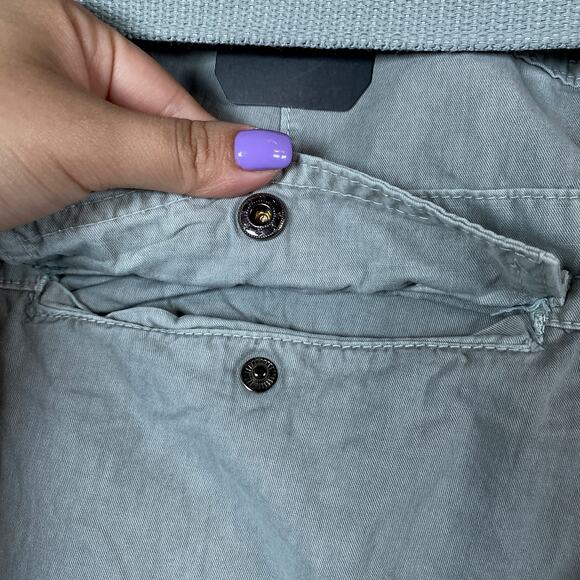 Raw X Mens Shorts Green Relaxed Fit Cargo 100% Cotton Belted Denim 48x11 - Picture 16 of 16